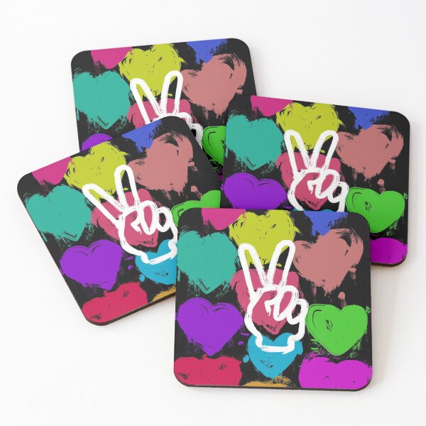Item preview, neon graffiti peace sign and hearts designed and sold by keeganemma.