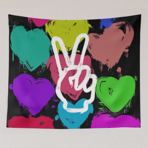 Item preview, neon graffiti peace sign and hearts designed and sold by keeganemma.