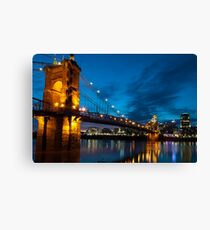 John A. Roebling Suspension Bridge at Dusk Canvas Print