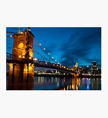 John A. Roebling Suspension Bridge at Dusk Photographic Print