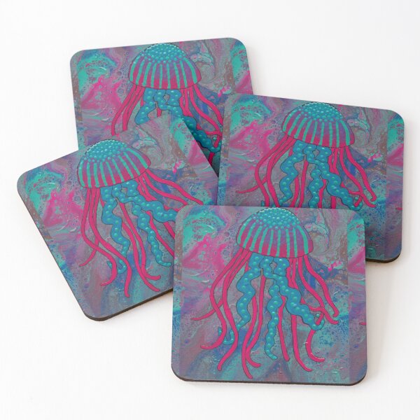 Item preview, Radioactive Jellyfish - Neon Sea Life - Acrylic Pour designed and sold by serenityshadows444.