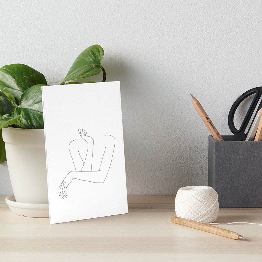 Folded arms line drawing - Anna Art Board Print