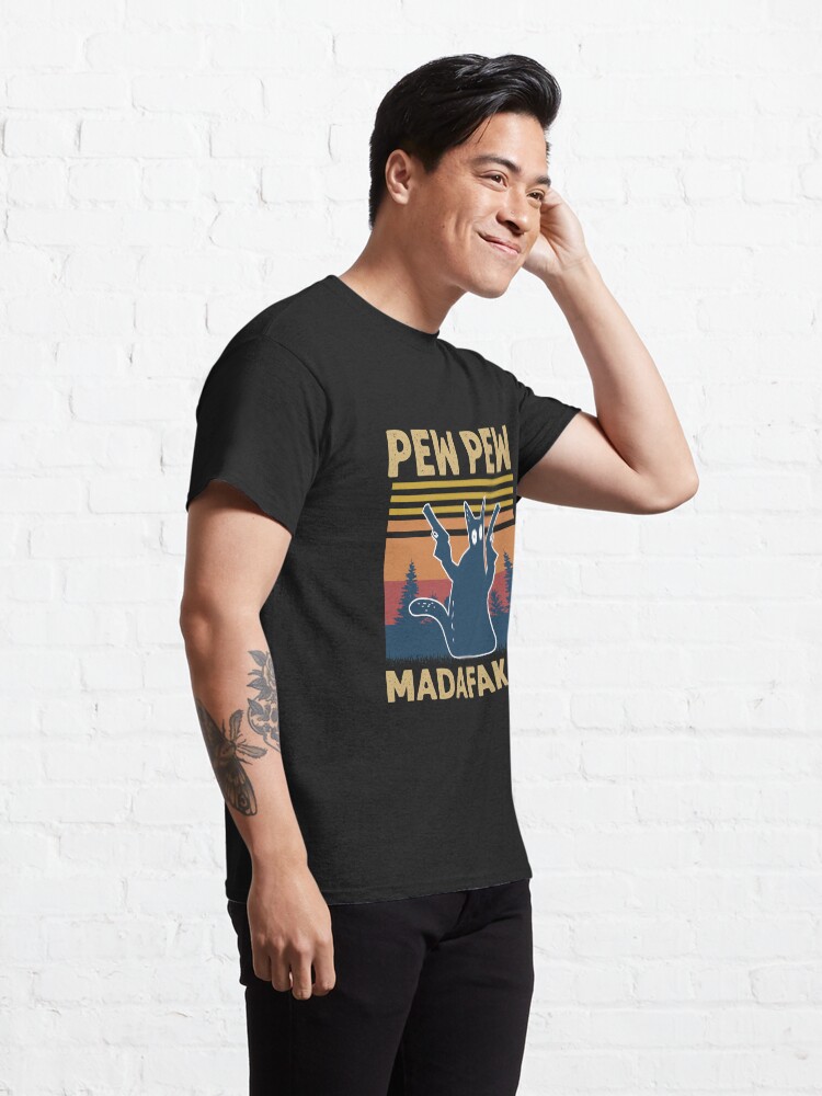 Alternate view of Vintage Retro Black Cat Pew Pew Madafakas! funny cat pew pew madafakas Classic T-Shirt