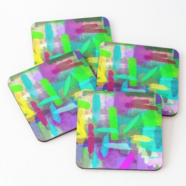 Item preview, splash brush painting texture abstract background in green blue pink purple designed and sold by Mrvell.