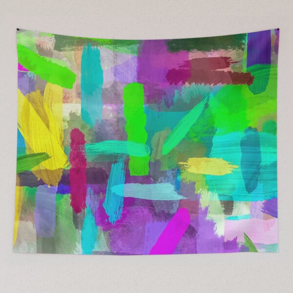 Item preview, splash brush painting texture abstract background in green blue pink purple designed and sold by Mrvell.