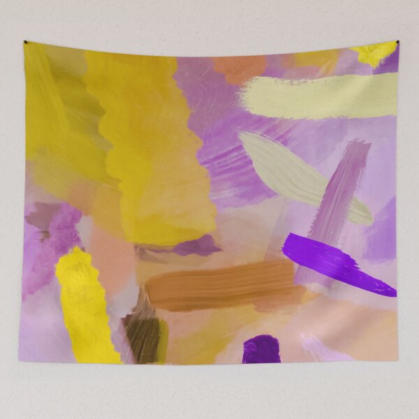 Item preview, splash brush painting texture abstract background in purple yellow designed and sold by Mrvell.
