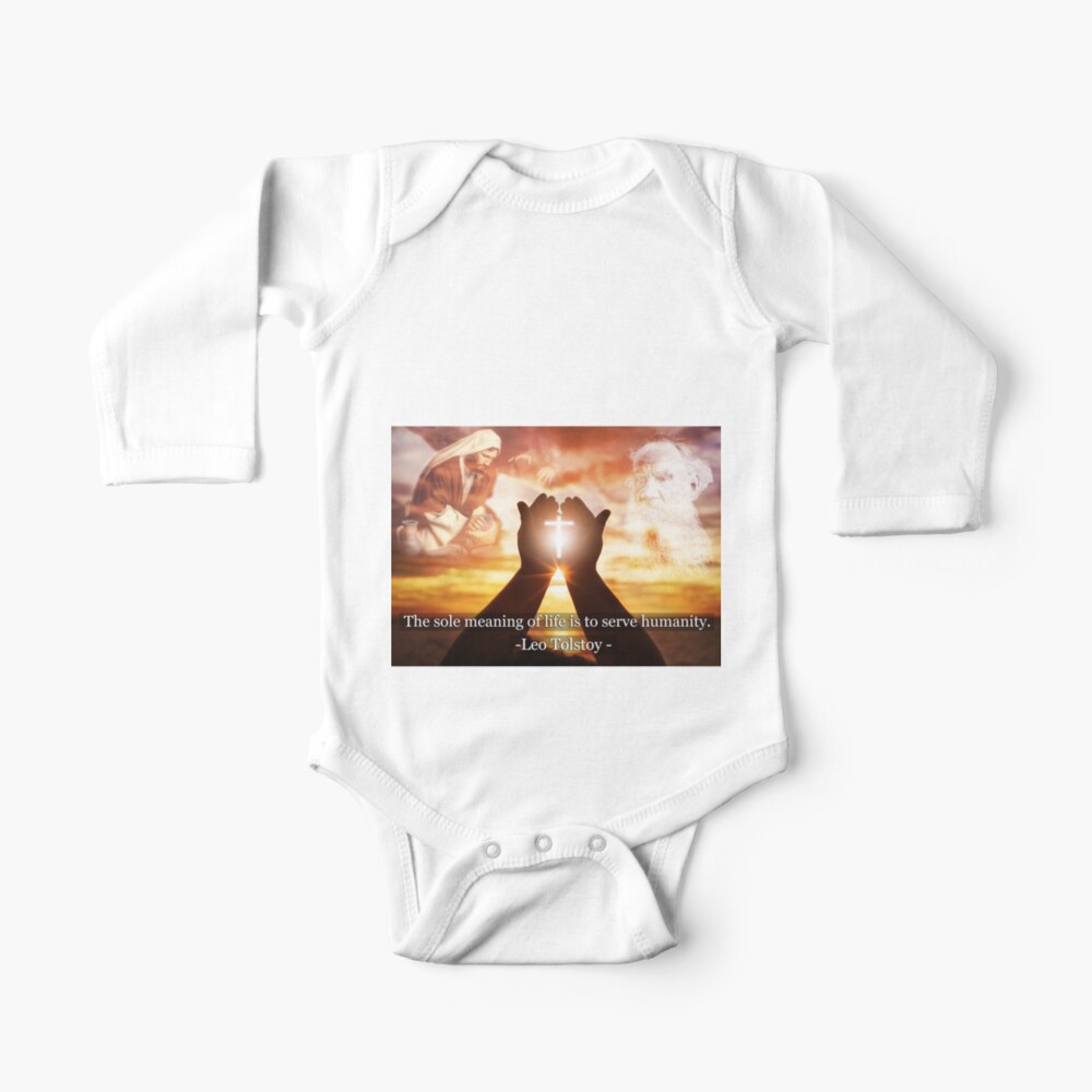 Leo Tolstoy The Sole Meaning Of Life Is To Serve Humanity Baby One Piece By Ninjazombie Redbubble