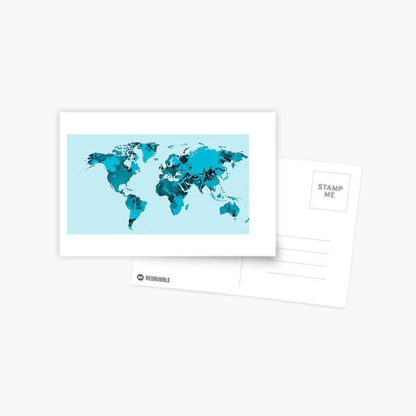 Carte du monde sur les taches bleues Carte postale