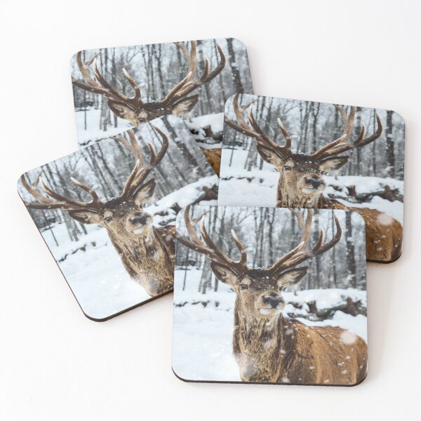 Item preview, Beautiful Male Deer Standing On Snow designed and sold by ArtistPlayStore.