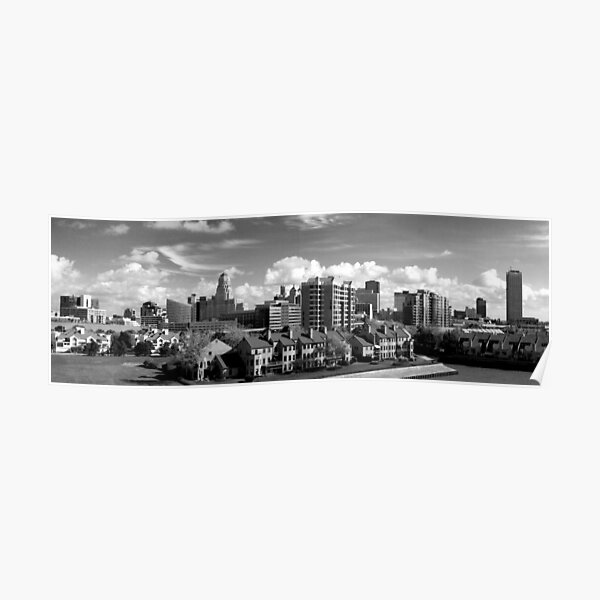 Buffalo NY City Skyline B&W Poster