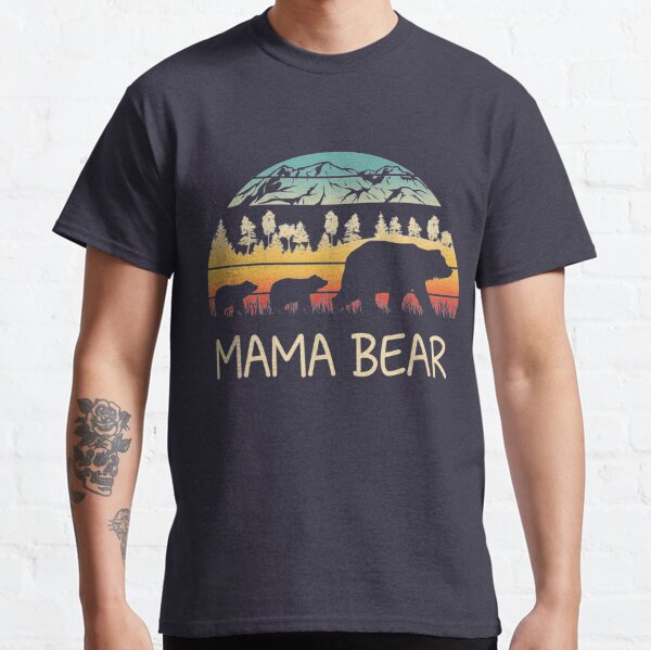 Mama Bear With 2 Cubs Tee Retro Mountains Mother's Day Shirt