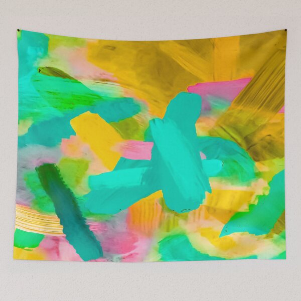 Item preview, splash painting texture abstract background in blue yellow pink designed and sold by Mrvell.