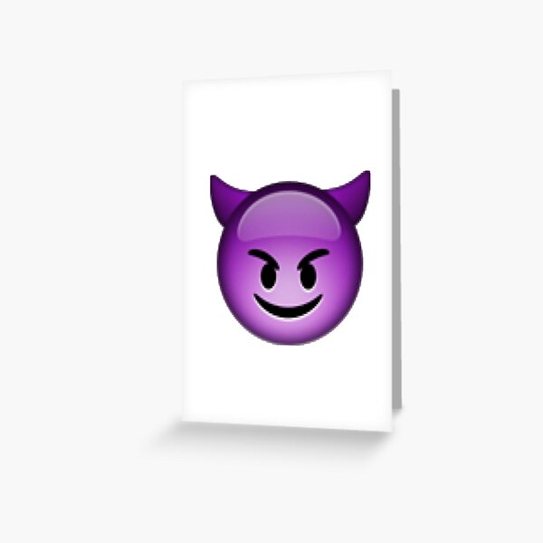 "Smiling Purple Devil Emoji" Greeting Card for Sale by victoriab123
