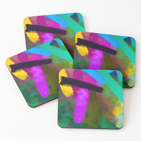 Item preview, splash painting texture abstract background in green purple yellow designed and sold by Mrvell.