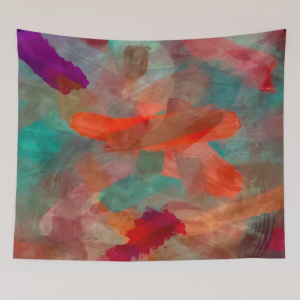 Item preview, splash painting texture abstract background in red brown green designed and sold by Mrvell.