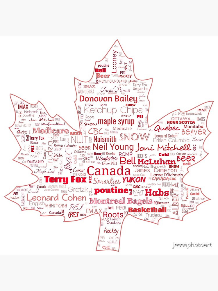 Disover Canada Word Cloud Maple Leaf Premium Matte Vertical Poster