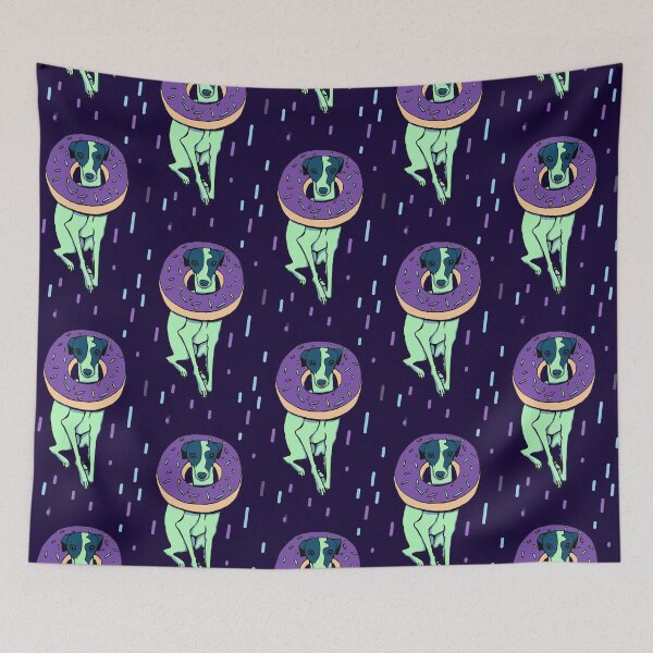 Item preview, Space Alien Italian Greyhound With a Purple Donut - Iggy Whippet Dessert designed and sold by AnanasArt.