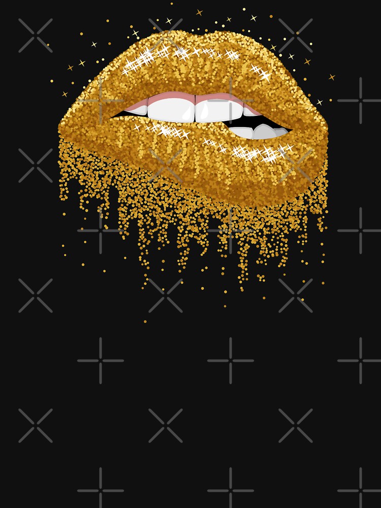 "Gold glitter sparkle lips" Tshirt for Sale by graphicnology