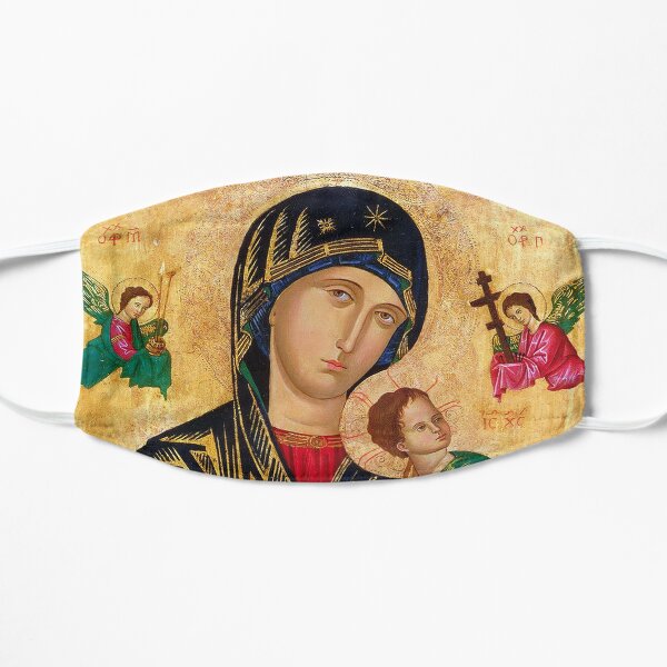 Our Lady of Perpetual Help, Russian orthodox icon, Madonna and Child, Virgin Mary Flat Mask