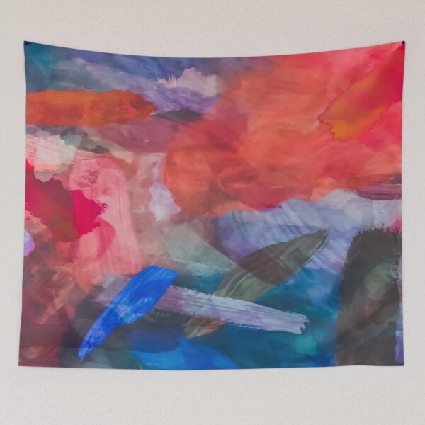 Item preview, splash painting texture abstract background in red blue brown designed and sold by Mrvell.