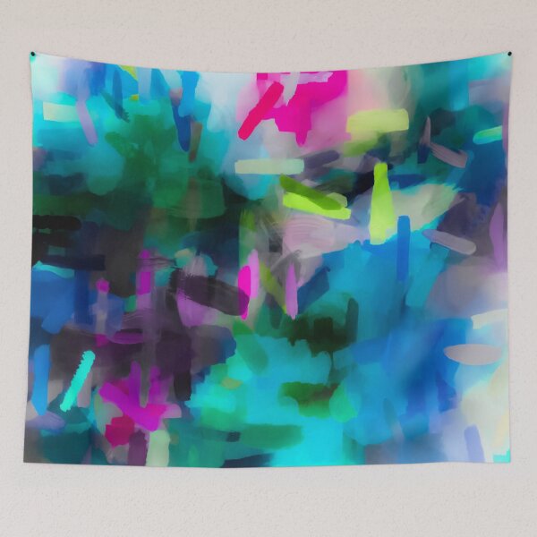Item preview, splash painting texture abstract background in blue pink yellow designed and sold by Mrvell.