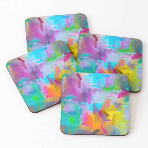 Item preview, splash painting texture abstract background in blue orange pink yellow green designed and sold by Mrvell.