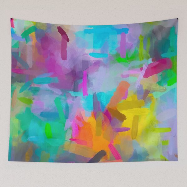 Item preview, splash painting texture abstract background in blue orange pink yellow green designed and sold by Mrvell.