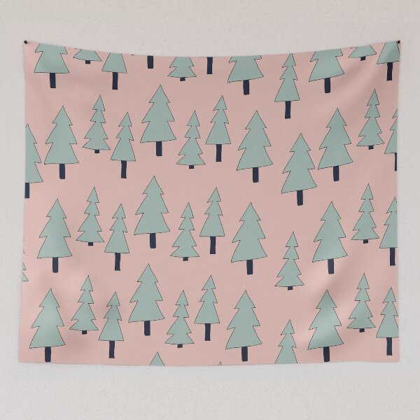 Item preview, Pink and Blue Mountain Forrest Trees Pattern designed and sold by DeLislesRT.
