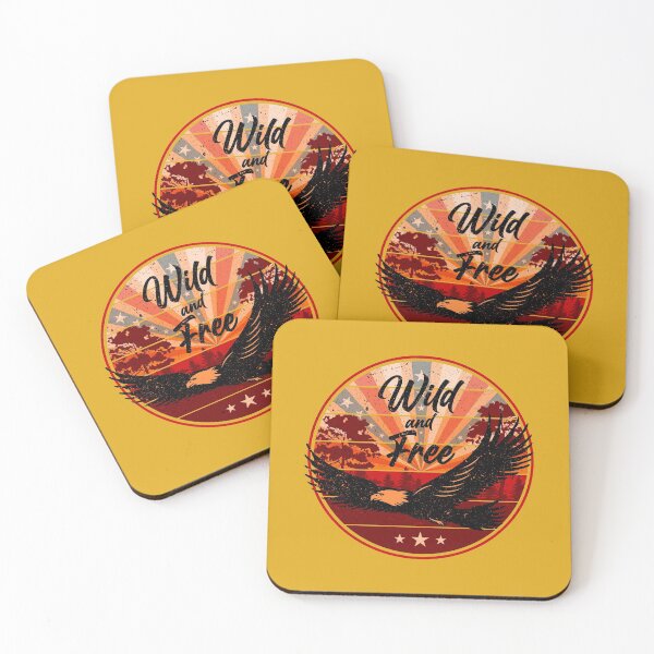 Item preview, American Eagle Wild Free USA US Patriot Proud Stars Sunset Forest Gift designed and sold by TheAplus.