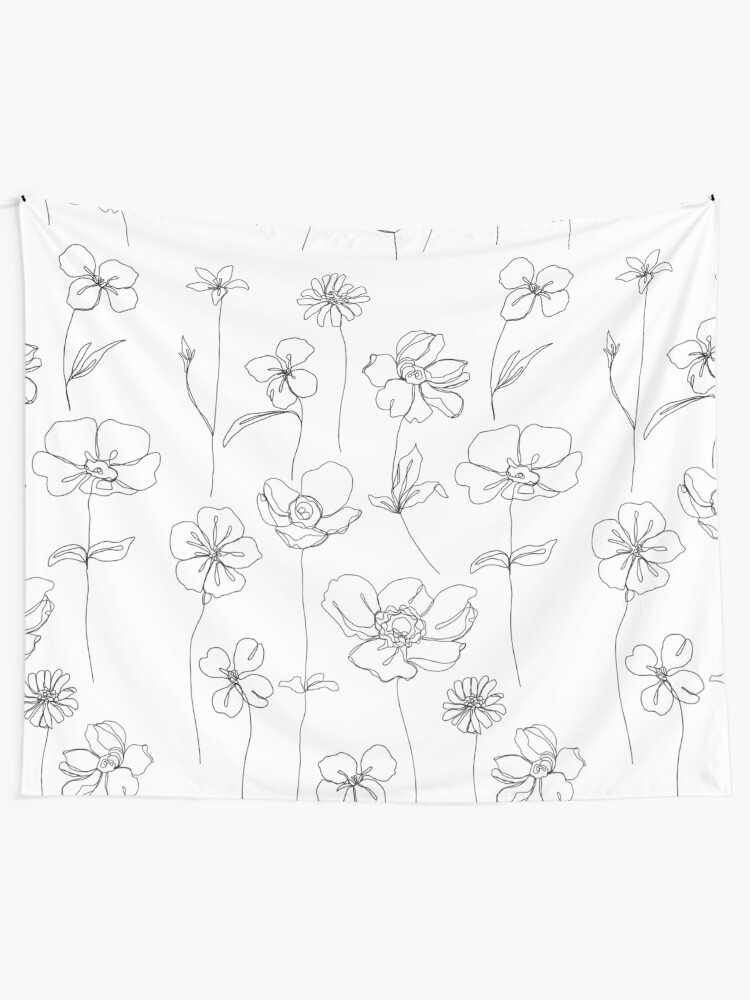 Alternate view of Botanical floral illustration - Botanicals White Tapestry