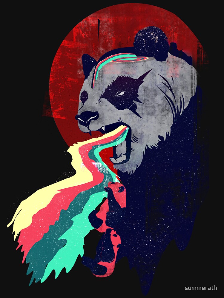 Thumbnail 7 of 7, Essential T-Shirt, Angry Rainbow Panda designed and sold by summerath.