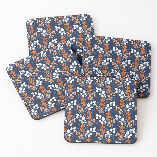 Item preview, Blossom, Flowers, Navy, Orange, Yellow, Floral Prints designed and sold by meggydesigns.