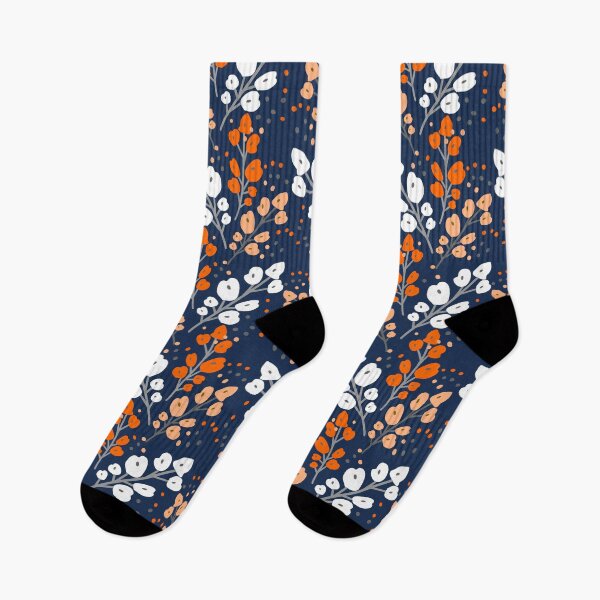 Item preview, Blossom, Flowers, Navy, Orange, Yellow, Floral Prints designed and sold by meggydesigns.