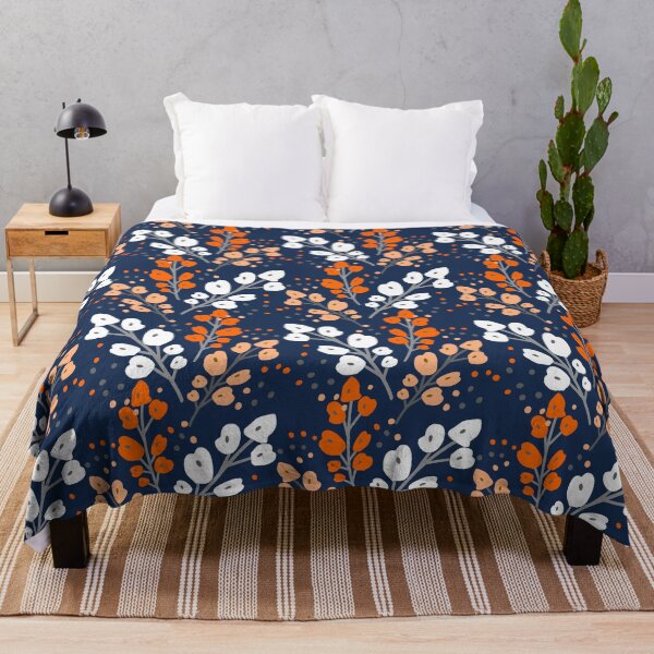 Item preview, Blossom, Flowers, Navy, Orange, Yellow, Floral Prints designed and sold by meggydesigns.