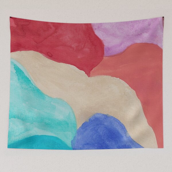 Item preview, Abstract multicolour rainbow watercolour hill design designed and sold by MomoArtFairy.
