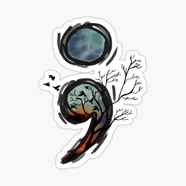 Semicolon Birds & Trees Mental Health Hope Sticker