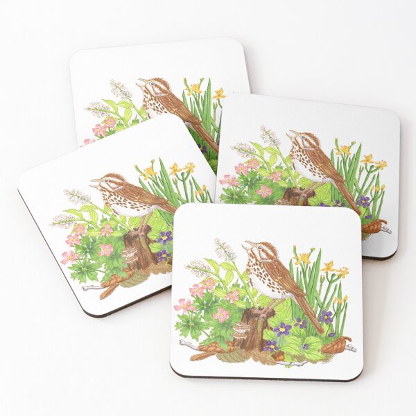 Item preview, Singing Song Sparrow with North Carolina Wildflowers designed and sold by Stephanie Sipp.