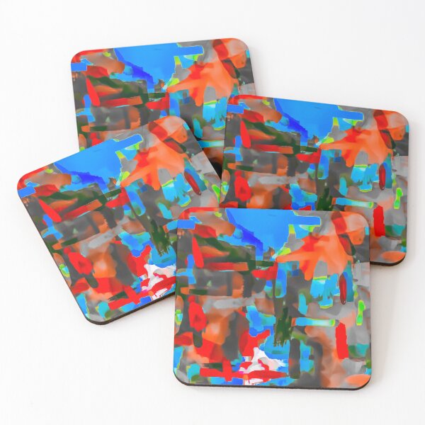 Item preview, splash painting texture abstract background in blue red orange designed and sold by Mrvell.