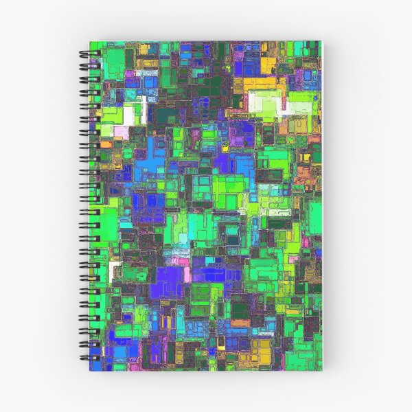 Item preview, geometric square shape pattern abstract background in green blue yellow designed and sold by Mrvell.