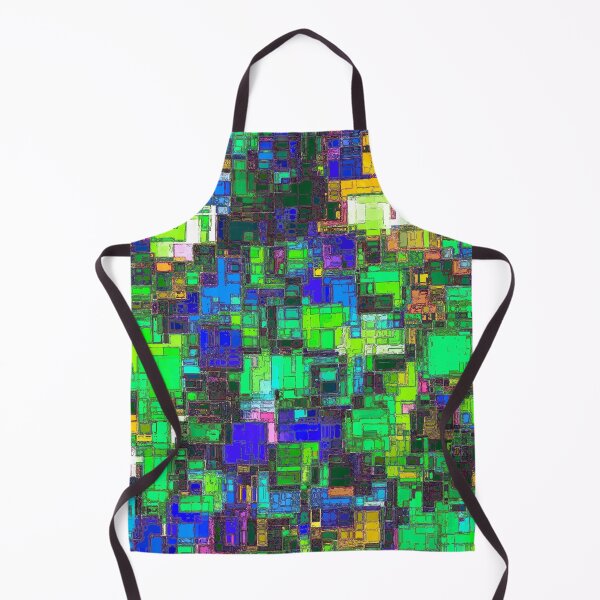 Item preview, geometric square shape pattern abstract background in green blue yellow designed and sold by Mrvell.