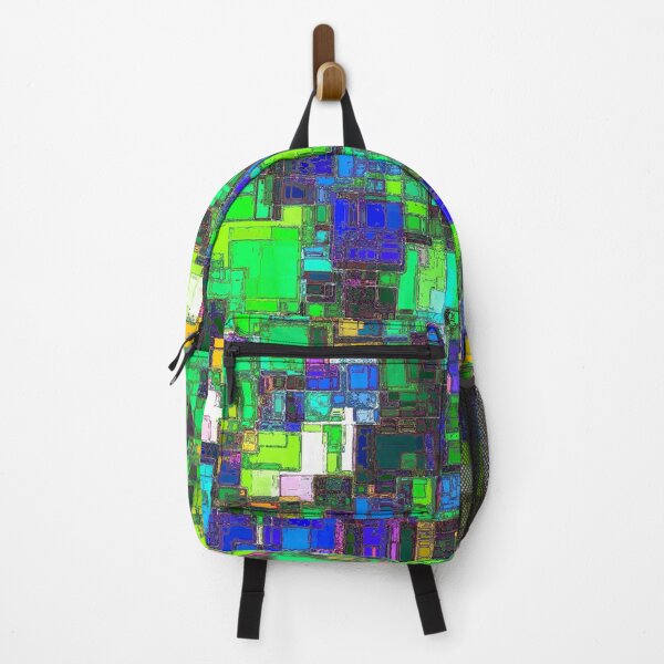 Item preview, geometric square shape pattern abstract background in green blue yellow designed and sold by Mrvell.
