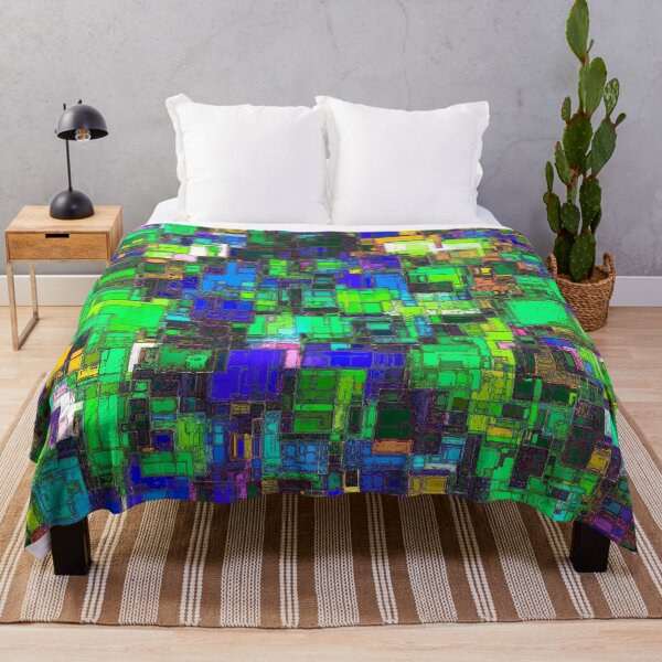 Item preview, geometric square shape pattern abstract background in green blue yellow designed and sold by Mrvell.