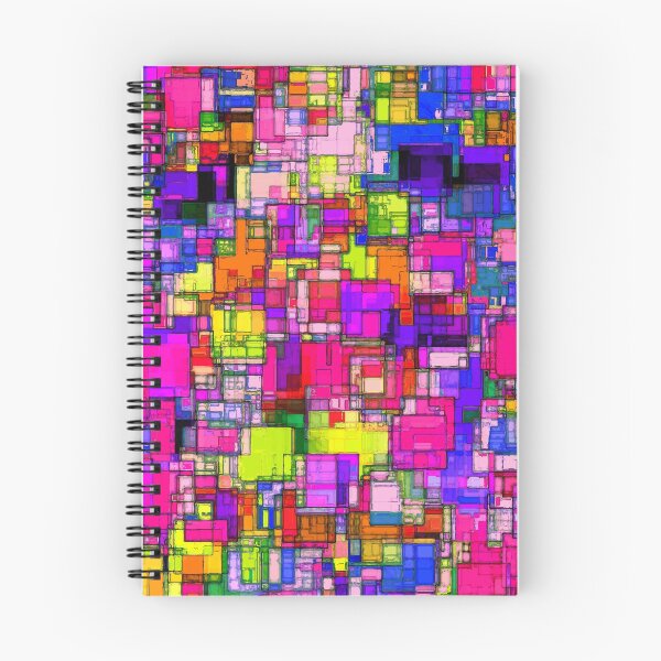 Item preview, geometric square shape pattern abstract background in pink purple blue yellow designed and sold by Mrvell.