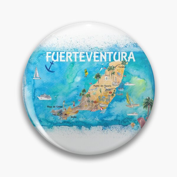 Item preview, Fuerteventura Canarias Spain Illustrated Map with Landmarks and Highlights  designed and sold by artshop77.