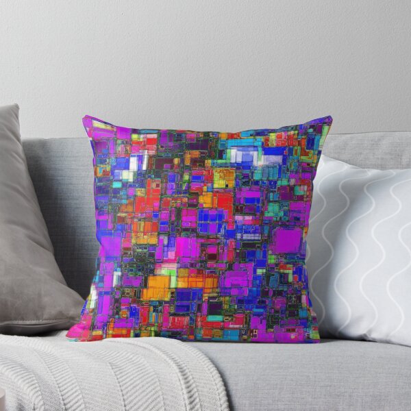 Item preview, geometric square shape pattern abstract background in pink blue orange designed and sold by Mrvell.