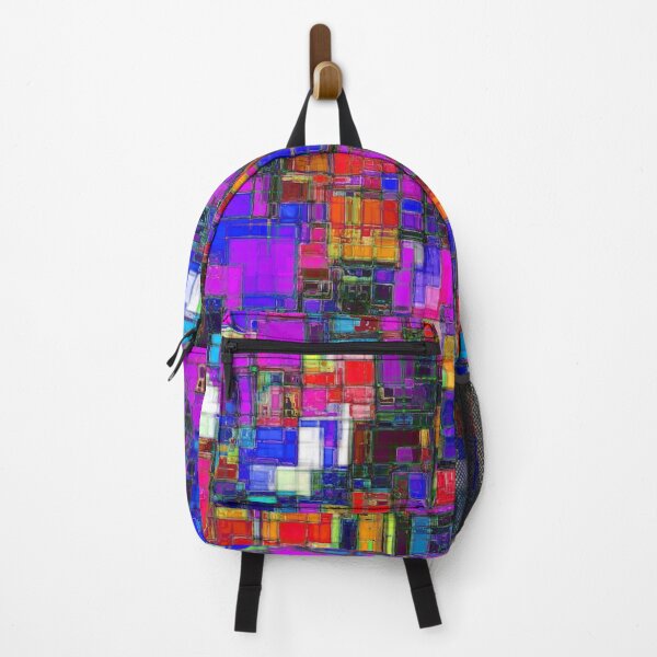 Item preview, geometric square shape pattern abstract background in pink blue orange designed and sold by Mrvell.