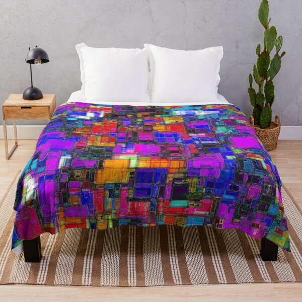 Item preview, geometric square shape pattern abstract background in pink blue orange designed and sold by Mrvell.