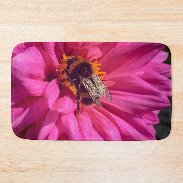 Item preview, Hot Pink Dahlia Flower with Bee 007 designed and sold by Bees-n-Flowers.