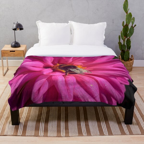 Item preview, Hot Pink Dahlia Flower with Bee 007 designed and sold by Bees-n-Flowers.