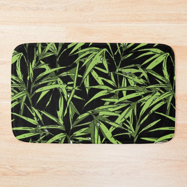 Item preview, Bamboo leaves,  green plants, mask, black background designed and sold by Collagedream.